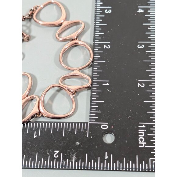 Fossil Rose Gold Tone Copper Tone Geometric Oval Chain Bracelet 7" - Picture 7 of 7